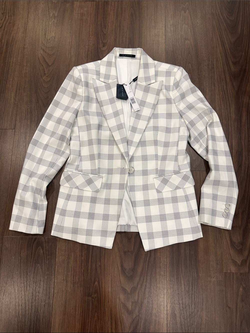 NWT Elie Tahari White Striped Blazer One Button Tailored Jacket